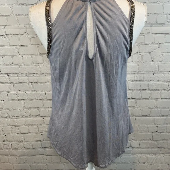 EXPRESS Tank Top Gray Beaded-Small - Picture 4 of 4